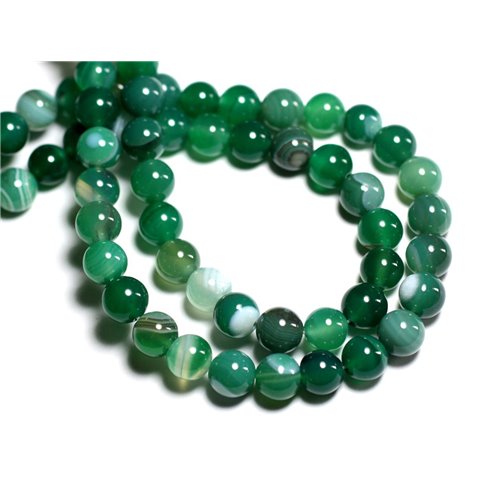 10pc - Perles de Pierre - Agate Verte Boules 6mm   4558550026958