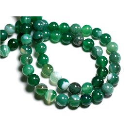 Fil 39cm 61pc environ - Perles Pierre Agate Boules 6mm vert blanc