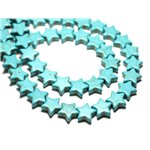 Fil 39cm 38pc env - Perles de Pierre Turquoise Synthèse Reconstituée Étoiles 12mm Bleu Turquoise 