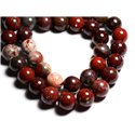 Fil 39cm 63pc env - Perles de Pierre - Jaspe Rouge Poppy Boules 6mm 