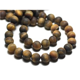 Gewinde ca. 39cm 64pc - Steinperlen - Tiger Eye Balls 6mm Matt Sanded Frosted