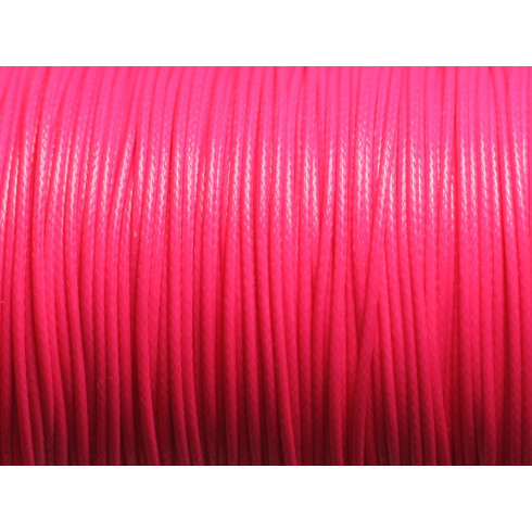 Bobine 180 mètres - Fil Cordon Coton Ciré 1mm Rose Fluo