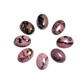 1Stk - Cabochon Halbedelstein - Schwarzer Rhodonit und Ovale Rose 18x13mm - 8741140005549