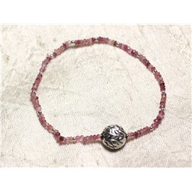 Bracciale in Argento 925 e Pietra - Rondelle sfaccettate in tormalina rosa 3x2mm