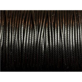 Bobine 80 Mètres environ - Fil Corde Cordon Tresse Coton Ciré Rond 1mm noir