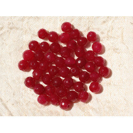 copy of 20pc - Perles de Pierre - Jade Boules Facettées 6mm Rouge Cerise  4558550021960