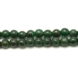 Faden 39cm ca. 48pc - Steinperlen - Dunkelgrüne Jade 8mm Kugeln