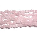 Fil 80cm 220pc env - Perles de Pierre - Quartz Rose Rocailles Chips 5-10mm