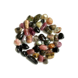 10pc - Perles Pierre Tourmaline Nuggets Olives Ovales 4-10mm Multicolore noir vert rose - 7427039746366