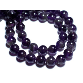 Fil 39cm 38pc environ - Perles Pierre Améthyste Boules 10mm Violet