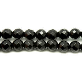 Faden 39cm ca. 63pc - Steinperlen - Black Onyx Facettierte Kugeln 6mm