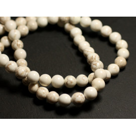 Thread 39cm 65pc approx - Stone Beads - Matt Sablé Frosted Magnesite Balls 6mm - 8741140026643