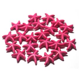 20pc - Cuentas de estrella de mar turquesa sintéticas 14 mm Rosa neón - 7427039729284