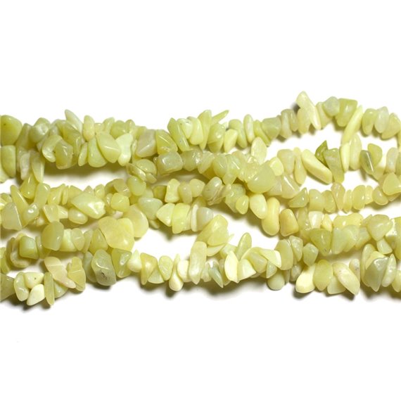 Fil 89cm 260pc env - Perles de Pierre - Jade Jaune Citron Rocailles Chips 5-10mm 