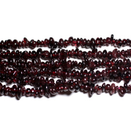 Fil 80cm 270pc environ - Perles Pierre Grenat Rocailles Chips 4-10mm rouge rose bordeaux noir