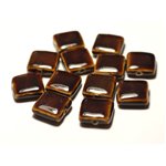 5pc - Perles Céramique Porcelaine Carrés 16-18mm Marron Café - 8741140017085 