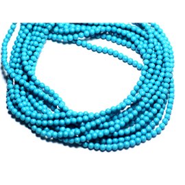 40pc - Perles Pierre Turquoise Synthèse Boules 2mm Bleu Turquoise Azur - 7427039746977