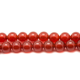 Fil 39cm 60pc environ - Perles Pierre Cornaline Boules 6mm rouge orange