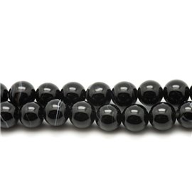 10pc - Perles de Pierre - Agate Noire Boules 6mm   4558550038951