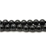 Fil 39cm 60pc env - Perles de Pierre - Agate Noire Boules 6mm