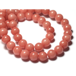 10pc - Cuentas de piedra - Bolas de jade 8 mm Rosa melocotón Coral 4558550018243