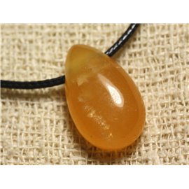 Collana con ciondolo in pietra - goccia di calcite gialla 25 mm