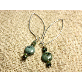 Earrings Silver 925 Hooks 40mm - African Turquoise Palets 10mm