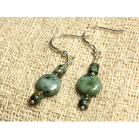 Earrings Silver 925 Hooks 40mm - African Turquoise Palets 10mm