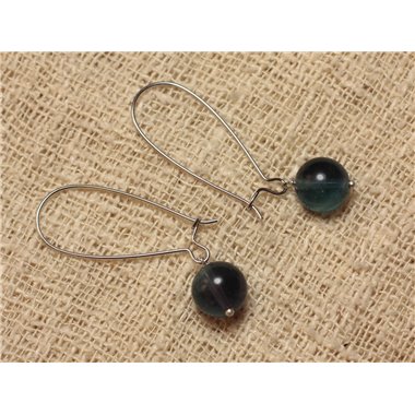 Boucles d'Oreilles Pierre semi précieuse Fluorite Bleue